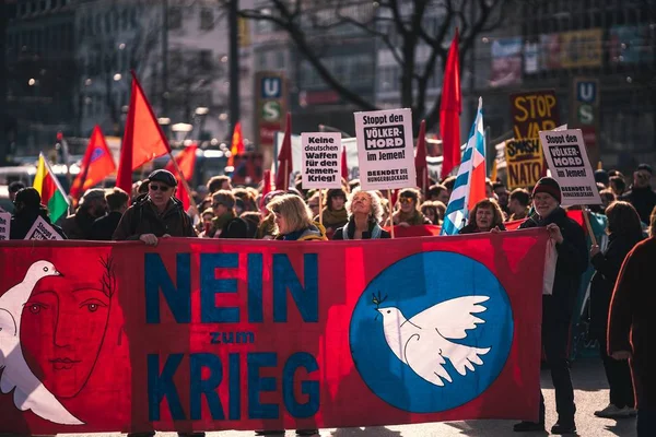 Munich Allemagne Février 2020 Manifestation Personnes Réclamant Paix Dans Monde — Photo