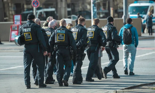 Munich Allemagne Février 2020 Police Lors Une Manifestation Allemagne Les — Photo