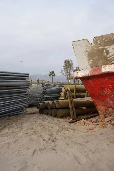 Disparo Vertical Una Pila Material Construcción Acero Ejes Acero Sólido — Foto de Stock