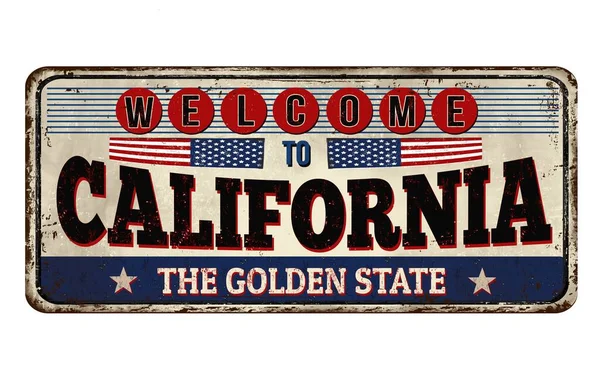 プレートのヴィンテージスタイルのイラスト Welcome California — ストック写真