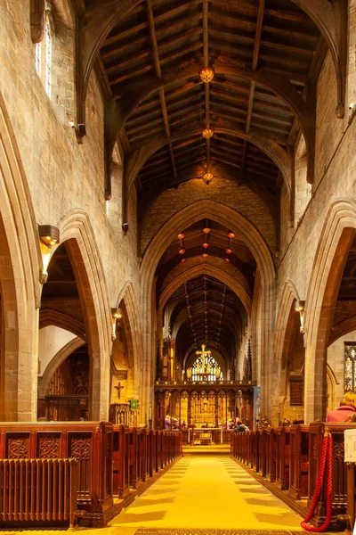 Wnętrze Kościoła Mikołaja Newcastle Wielka Brytania Kamiennych Łuków — Zdjęcie stockowe