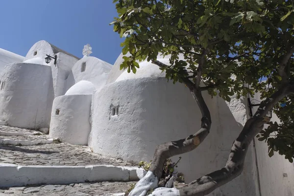 Yunanistan Astypalaia Adası Eski Kasaba Hora Daki Küçük Beyaz Boyalı — Stok fotoğraf