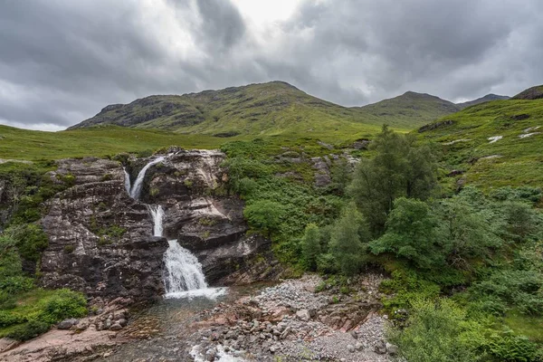 Waterfall Meeting Three Waters Foot Three Sisters Glencoe Scotland England — Stock Photo, Image