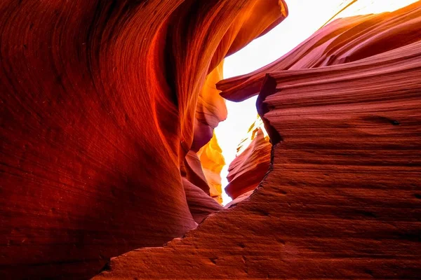 Egy Gyönyörű Fénykép Vörös Kanyon Falairól Amin Nap Süt — Stock Fotó
