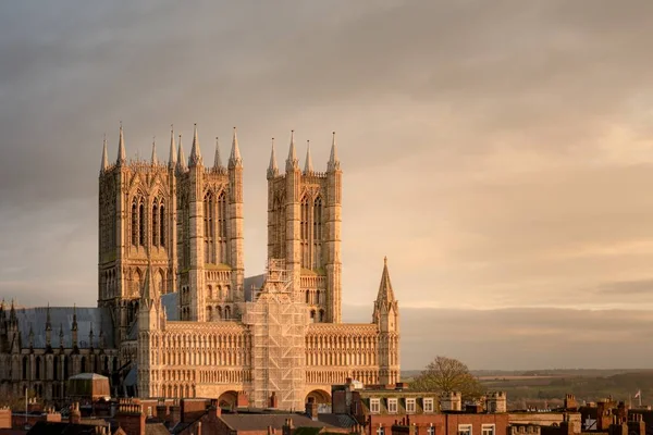 Fascinante Vista Catedral Lincoln Reino Unido Día Lluvioso — Foto de Stock