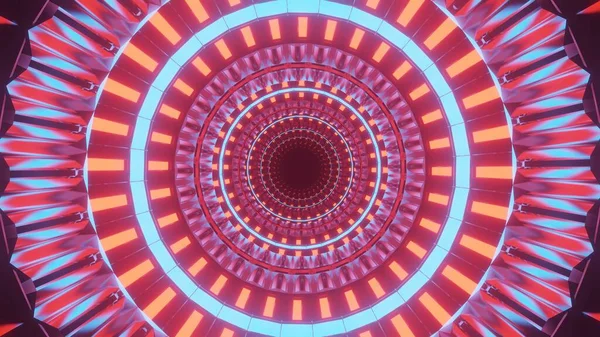 Eine Kühle Futuristische Illustration Mit Leuchtenden Bunten Kreisen Auf Schwarzem — Stockfoto