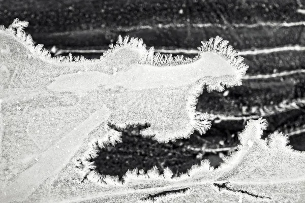 Una Escala Macro Grises Nieve Bajo Luz Del Sol Con — Foto de Stock