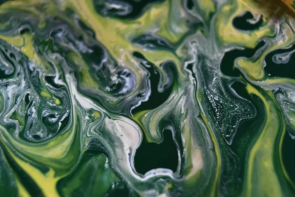 stock image A closeup shot of an oil painting with a mix of green and white