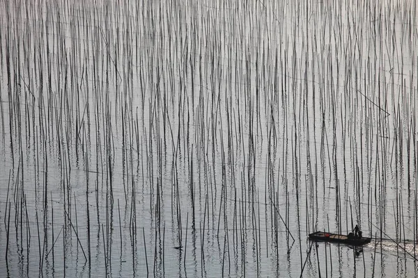 Uma Bela Vista Barco Pesca Oceano Durante Dia Xia China — Fotografia de Stock