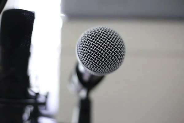 Soft Focus Closeup Shot Dynamic Microphone Mesh — Stock Photo, Image