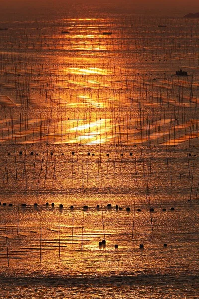 Vertical Shot Sunlight Reflecting Ocean Sunset Xia China — Stock Photo, Image