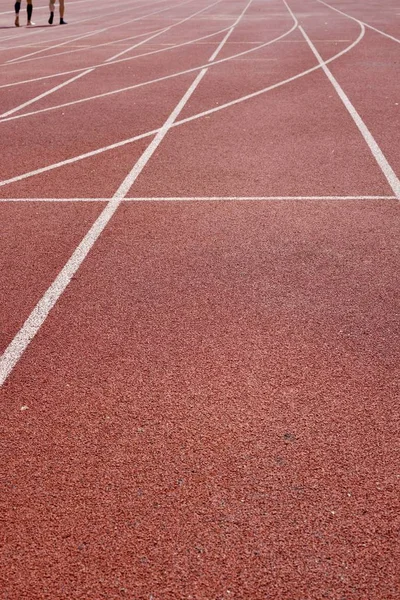 Svislý Vysokoúhlý Snímek Běžecké Dráhy Stadionu — Stock fotografie