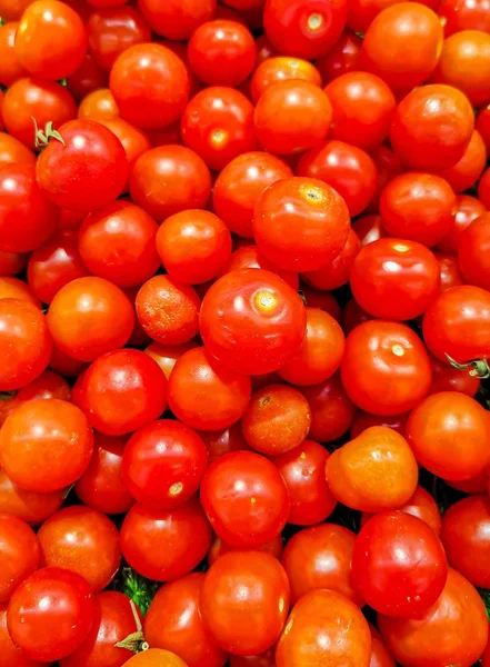 Eine Vertikale Aufnahme Einer Leuchtend Roten Tomate — Stockfoto