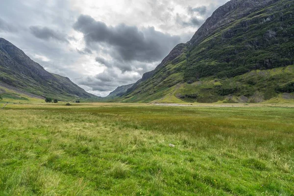 Landskapet Glencoe Dalen Molnig Dag Highlands Skottland England — Stockfoto