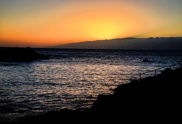Una Hermosa Puesta Sol Sobre Mar Las Islas Canarias — Foto de Stock