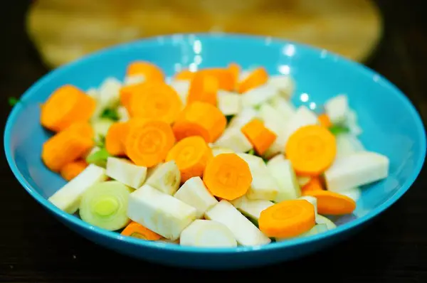 Sebuah Gambar Closeup Dari Campuran Wortel Dan Bawang Irisan Bawang — Stok Foto