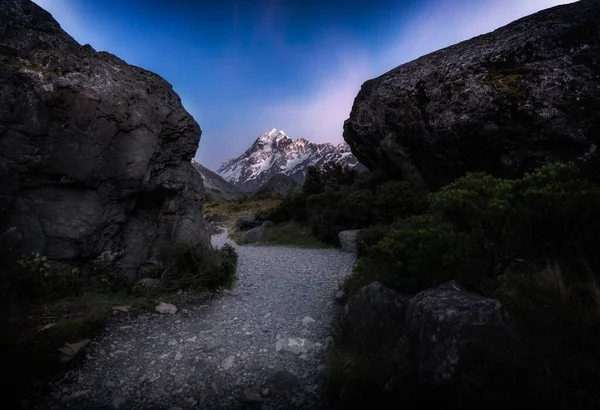 Una Splendida Vista Sul Monte Cook Nuova Zelanda Con Grandi — Foto Stock
