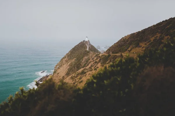 Disparo Gran Angular Hermoso Faro Punto Desnudo Ahuriri Nuevo Zealand — Foto de Stock