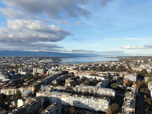 Una Vista Panorámica Los Edificios Ciudad Geneva Tierra Cambio Con —  Fotos de Stock