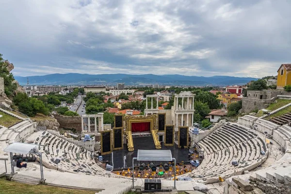Ângulo Largo Disparou Das Ruínas Theatre Antigo Philippopolis Bulgária — Fotografia de Stock