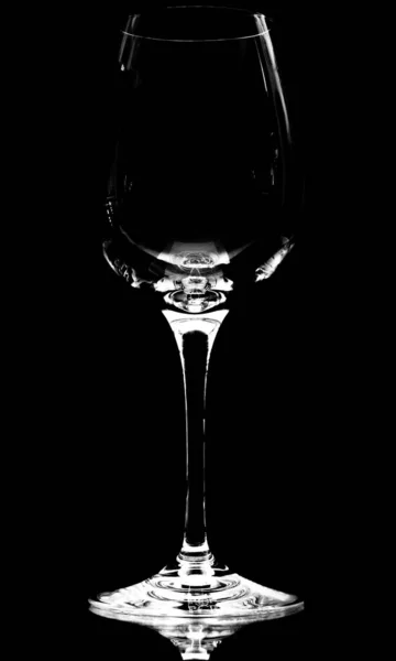 Vertical Greyscale Empty Glass Lights Black Background — Stock Photo, Image