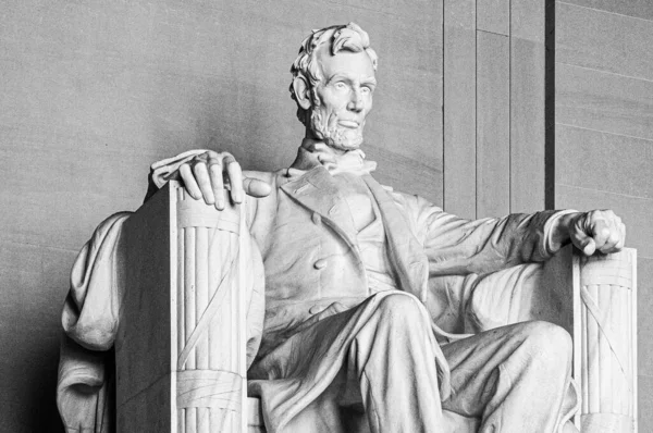 Чорно Білий Портрет Статуї Президента Лінкольна Меморіалі Лінкольна — стокове фото