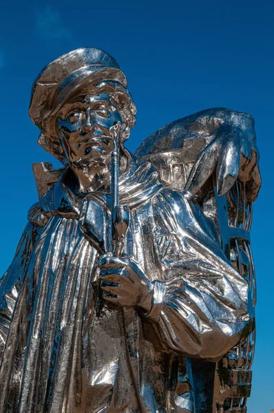 Washington Vereinigte Staaten Oktober 2019 Silberne Statue Vor Blauem Himmel — Stockfoto