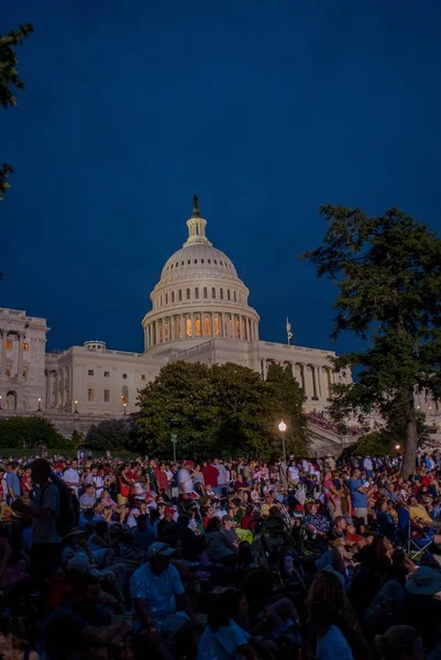 Washington United States Jul 2009 Crowd West Lawn Awaiting Fireworks — Stock Photo, Image