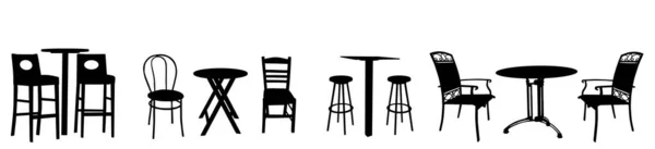 白い背景に多くのテーブルと椅子が隔離されたイラスト — ストック写真