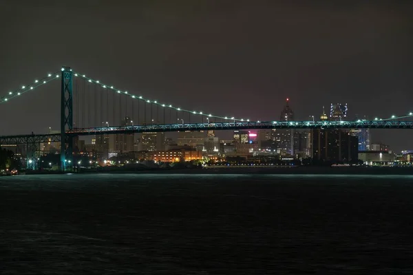 Ambassador Bridge Che Collega Detroit Windsor — Foto Stock