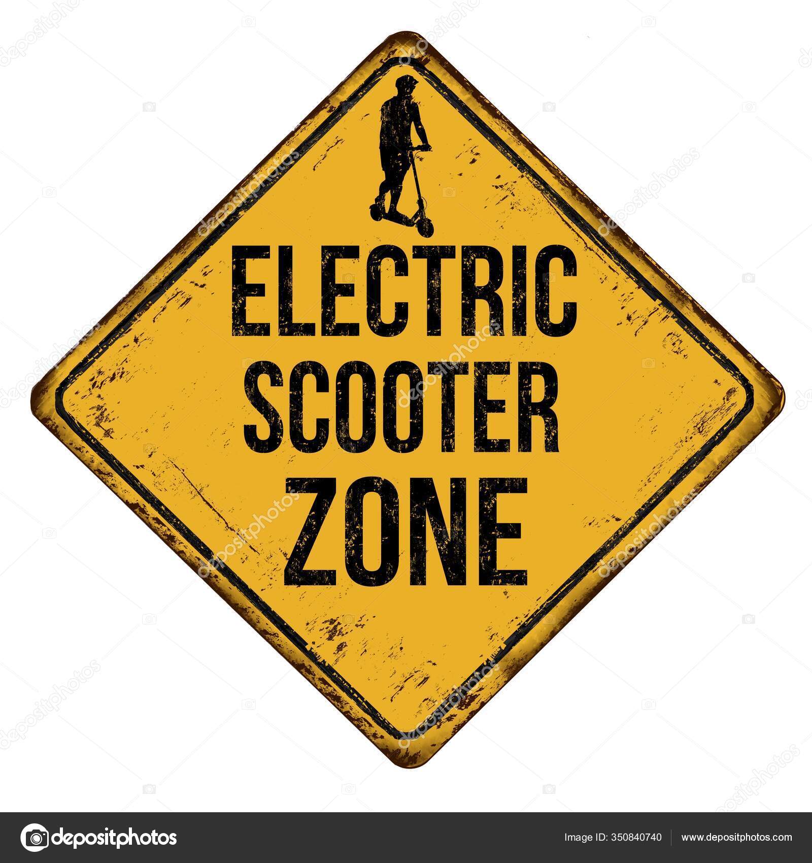 Illustration Electric Scooter Zone Sign Isolated White Background Stock