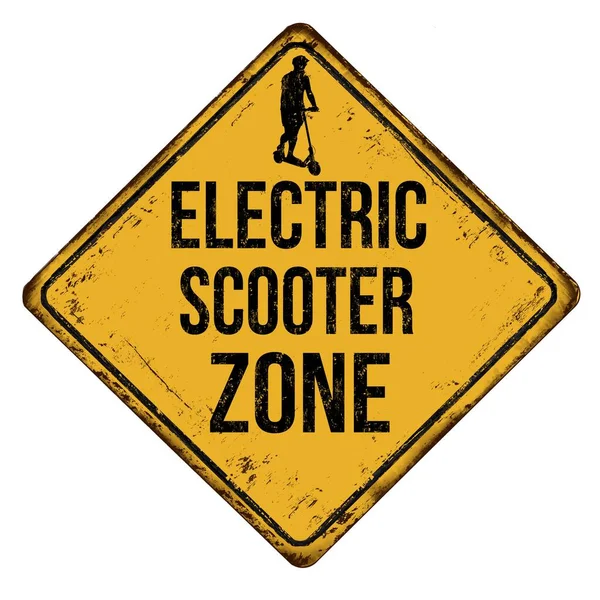 Illustration Panneau Zone Scooter Électrique Isolé Sur Fond Blanc — Photo