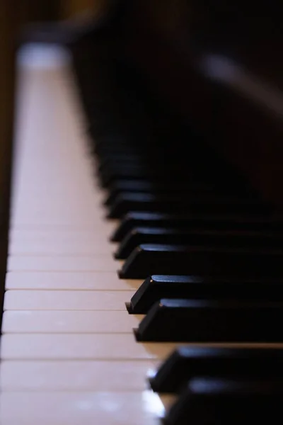 Vertikální Detailní Záběr Klavírních Dlaždic — Stock fotografie