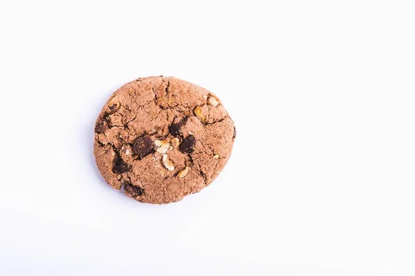 Egy Közeli Felvétel Egy Csokis Sütiről Amit Fehér Alapon Izoláltak — Stock Fotó