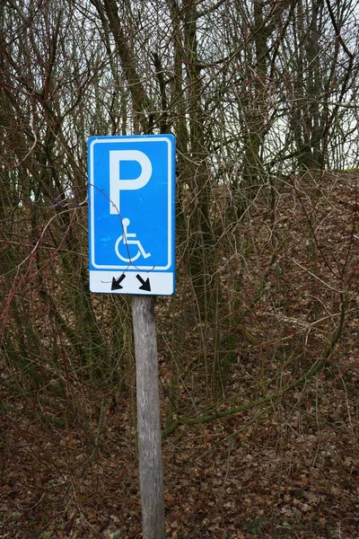 Vertikal Bild Ett Handikapp Parkeringsskylt — Stockfoto