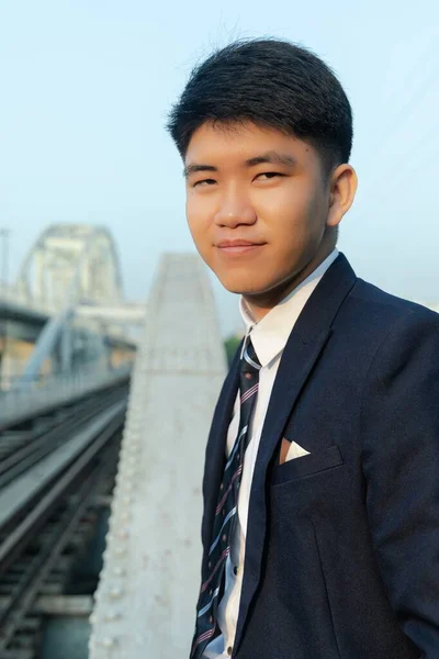 Portrait Shot Young Confident Asian Businessman Suit — Stock Photo, Image