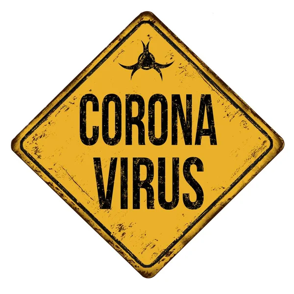 Uma Ilustração Sinal Vermelho Coronavírus Enferrujado Isolado Fundo Branco — Fotografia de Stock