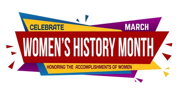 An illustration of a red Women\'s history month celebration sign on a white background