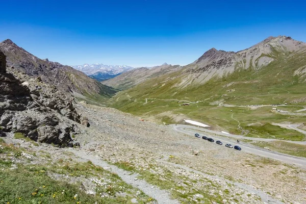 Een Panoramisch Beeld Van Bergpas Col Agnel Tussen Frankrijk Italië — Stockfoto