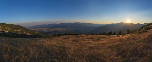 Panoramic View Beautiful Sunset Scenery Mountains Bulgaria — Stock Photo, Image