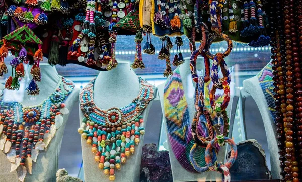 Wide Shot Colorful Handmade Accessories Being Sold Marketplace — Stock Photo, Image