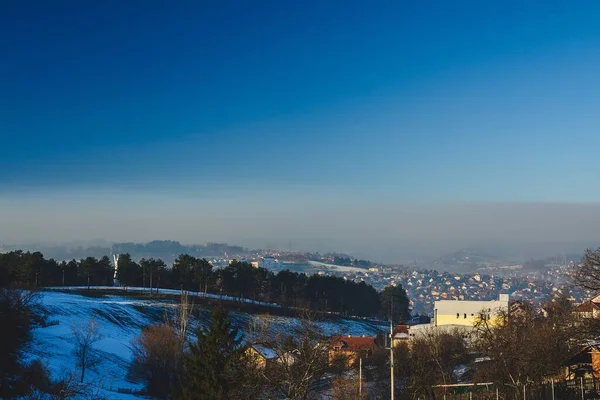 Luftverschmutzung Über Der Stadt Valjevo Westen Serbiens Winter — Stockfoto