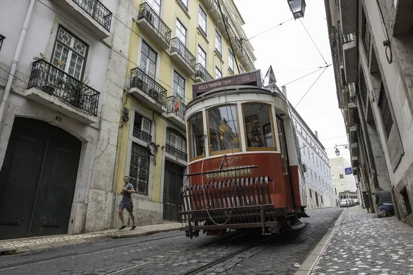 Lisbona Portogallo Agosto 2019 Tram Storico Trasporti Pubblici Lisbona — Foto Stock