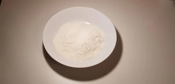 Wheat Flour White Plate Table — Stock Photo, Image