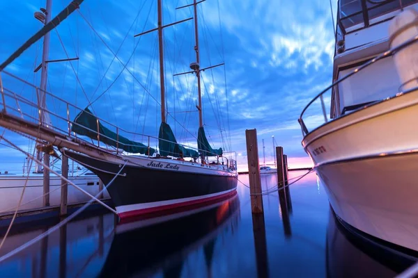 Port Sanilac United States Aug 2019 Boats Parked Marina Sunrise — Stock Photo, Image