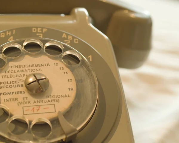 Nahaufnahme Eines Retro Vintage Telefons Auf Dem Tisch — Stockfoto