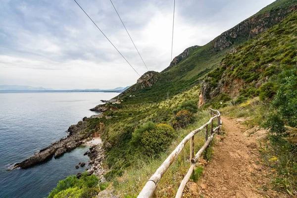 Sentiero Costiero Che Affaccia Sul Mar Mediterraneo Nella Riserva Naturale — Foto Stock