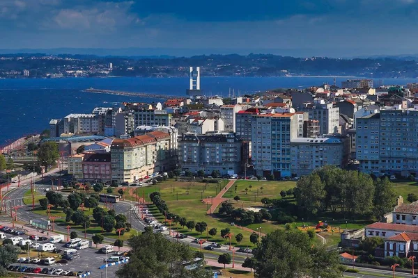 Una Toma Aérea Hermosa Coruña Galicia España Costa Del Océano —  Fotos de Stock