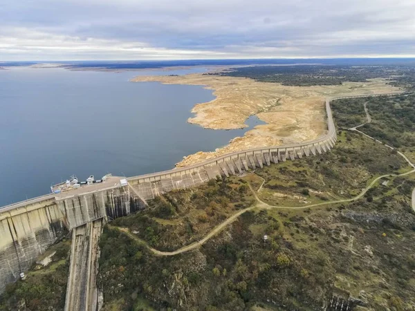 Een Luchtfoto Van Presa Almendro Salamanca Spanje — Stockfoto