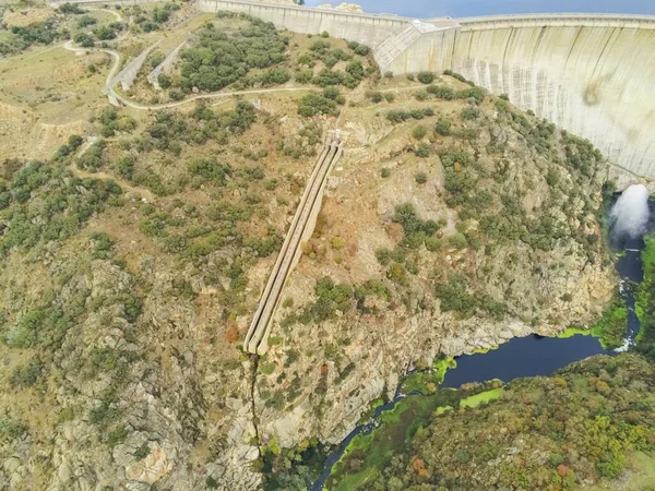 Uma Tomada Aérea Barragem Almendra Salamanca Espanha — Fotografia de Stock